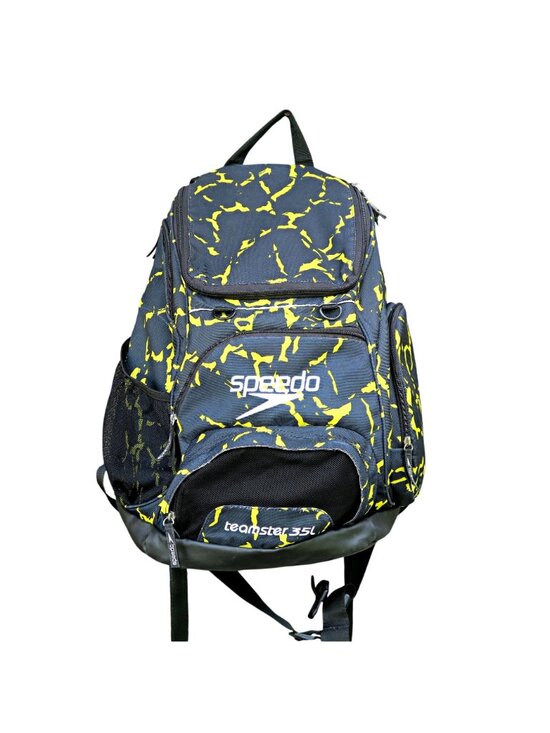 Speedo Teamster 35L Backpack Black Yellow Voltage Print Swim Gear Bag main image 5